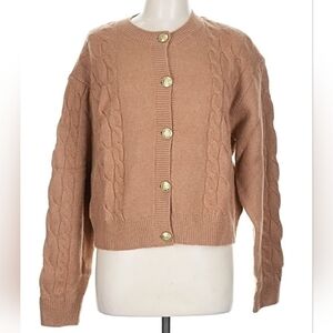 NWT {J.Crew Collection} Acorn Cable Knit Button-Up Merino Wool Sweater